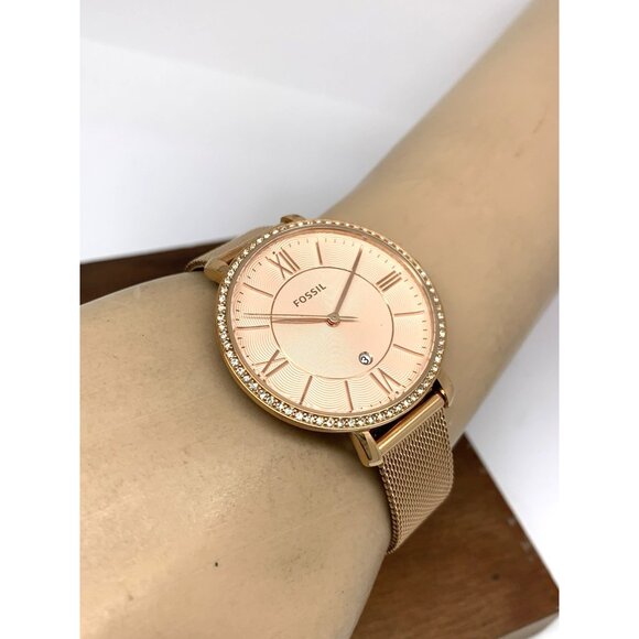 Fossil Women\'s Watch ES4628 Jacqueline Quartz Rose Gold Stainless Steel 36mm